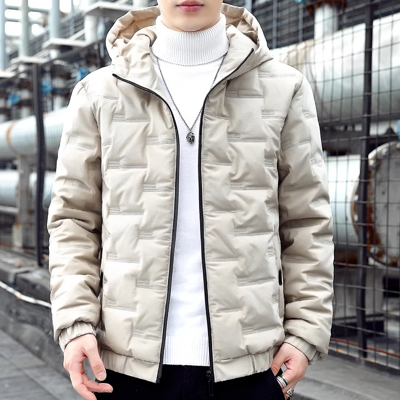 2022 New Winter Men High-Quality Cotton Short Trend Hooded Thickened Fashion Cotton Coat Youth Slim Coat Casual Cotton Clothes
