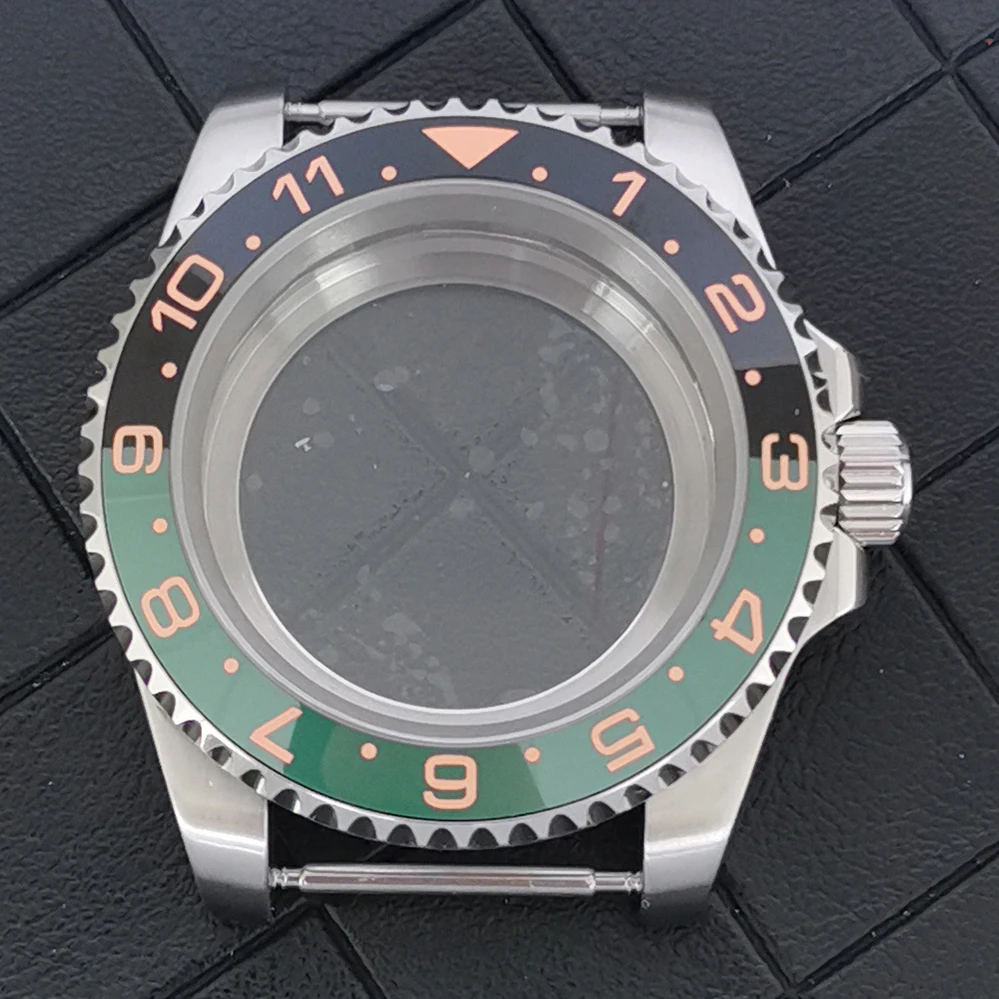 Retrofit 40mm Watch Case Accessories: Stainless Steel Transparent Case Bezel, Sapphire Flat Glass for NH34GMT Movement