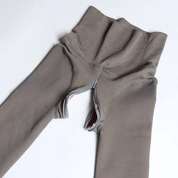 Invisible zipper open crotch tights pantyhose Female autumn winter warm high waist knitted leggings