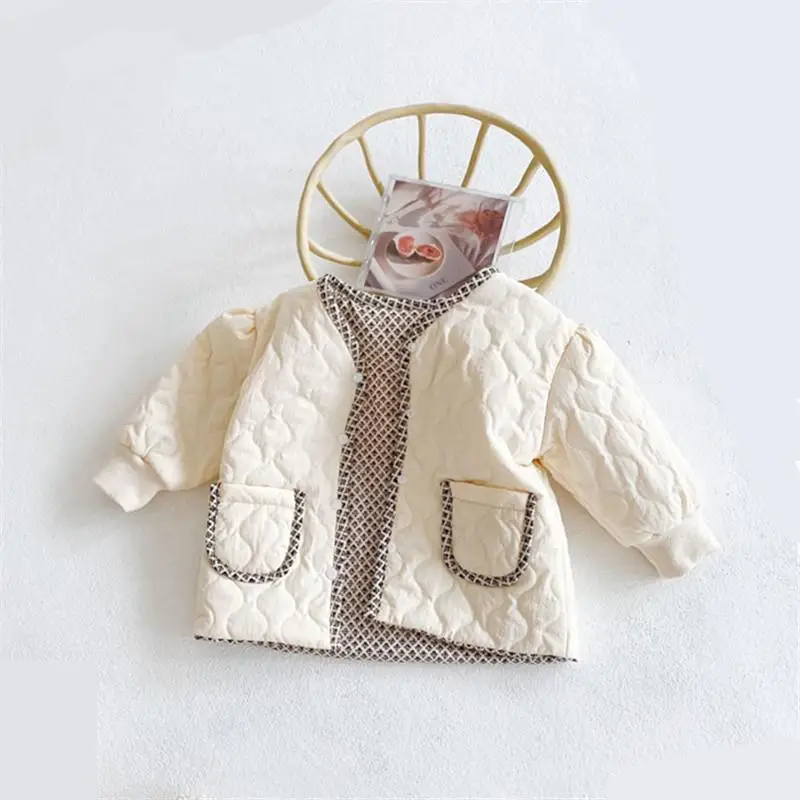 

2022 Winter New Baby Cotton Coat Thicken Warm Baby Girl Jacket Kids Cardigan For Boys Plaid Tops Children Clothing