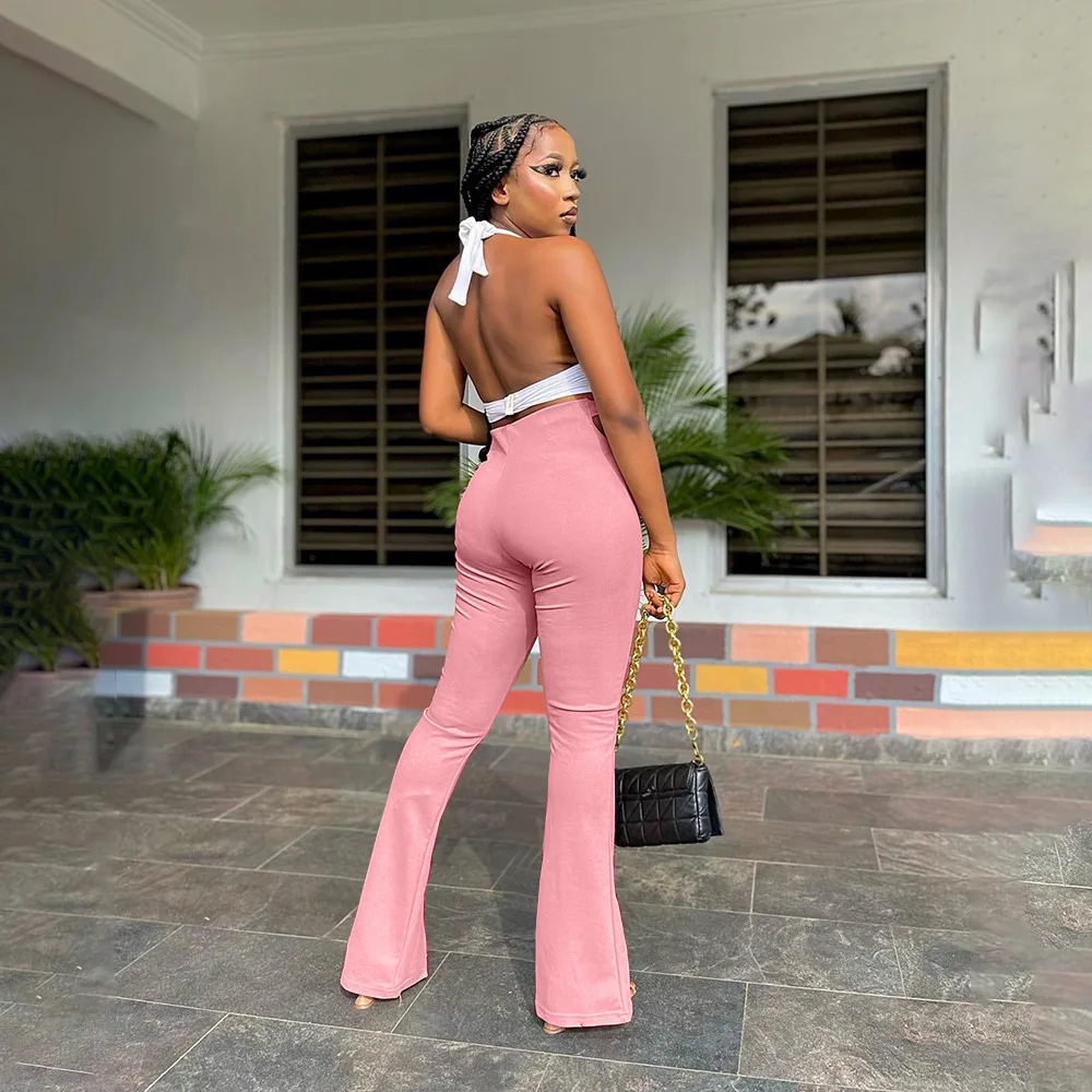 Женские расклешенные брюки CM.YAYA элегантные уличные модные с высокой талией