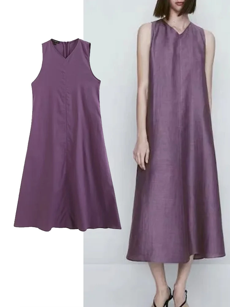 

Платье-миди женское с V-образным вырезом, без рукавов