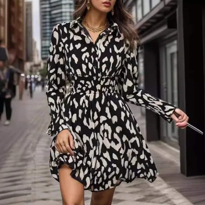 Женская уличная одежда с воротником рубашки на весну и осень высокая талия