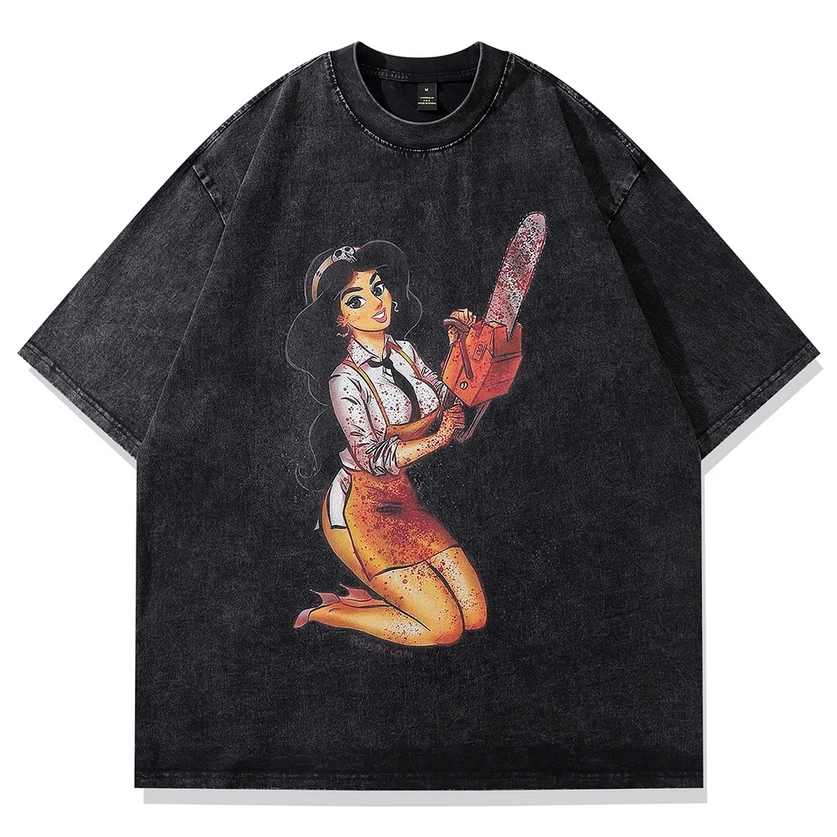 

Винтажная Футболка оверсайз в стиле хип-хоп с принтом