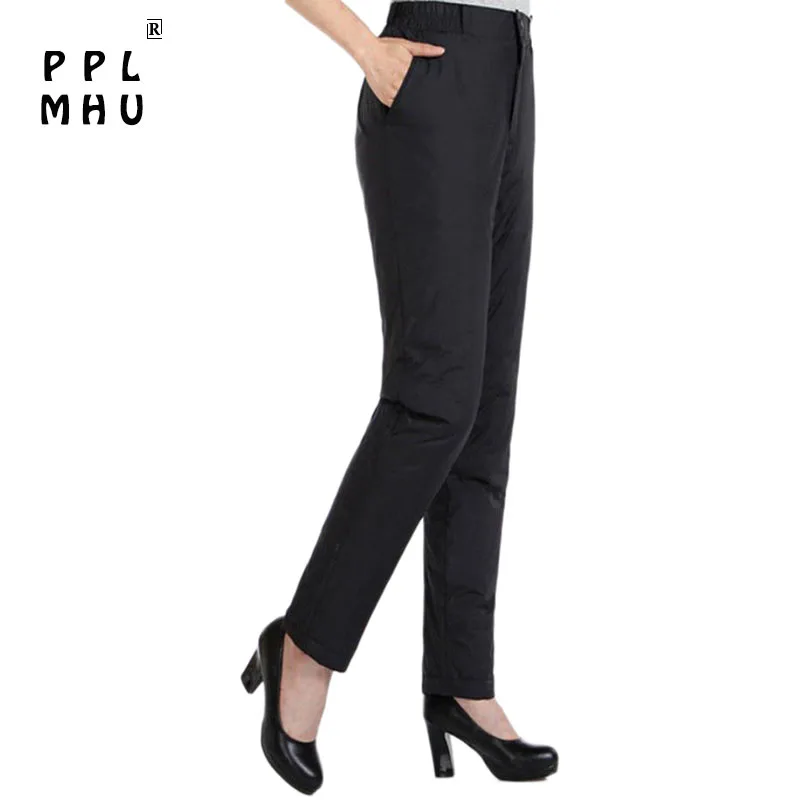 Женские теплые брюки оверсайз 5xl с утиным пухом