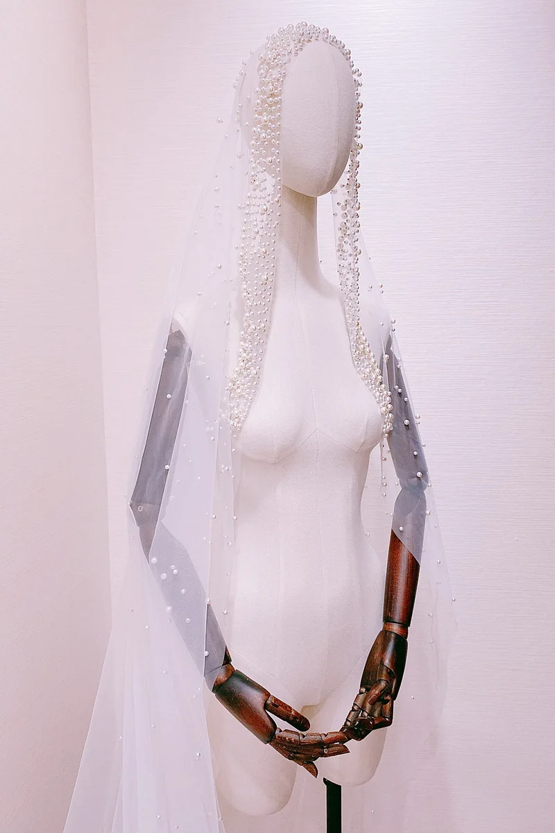 Винтажная Высококачественная белая свадебная фата для невесты ручной работы с