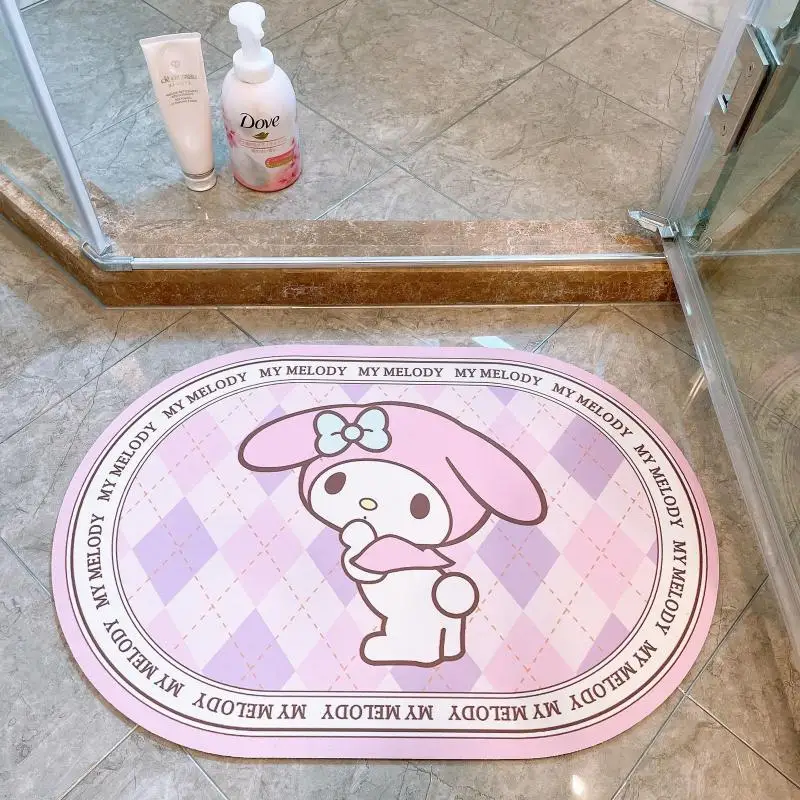 

Sanrio Carpet Kuromi Cinnamoroll Hello Kitty My Melody Pachacco Print Carpets Anti-Slip Absorbent Quick-Dry Bathroom Floor Mat