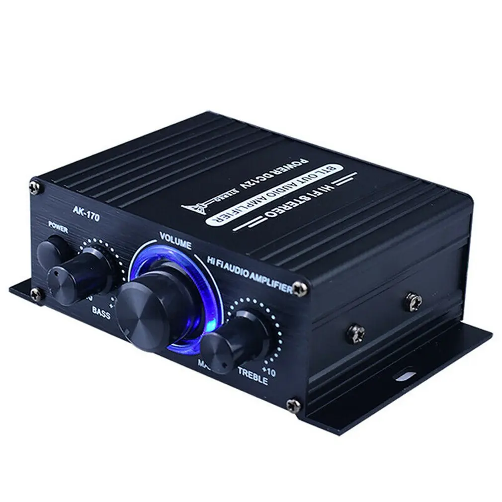 

AK170 Power Amplifier Audio Karaoke Home Theater 12V Mini Amplifier 2 Channel Bluetooth-compatible Class D Amplifier USB Input