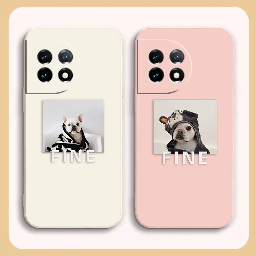 Phone Case For Oneplus 11 10 9 9R 9RT 8 8T 7 7T 5 5T 6 ACE 2V NORD Pro Liquid Case Cover Funda Cqoue Shell Capa FIND Lovely Dog