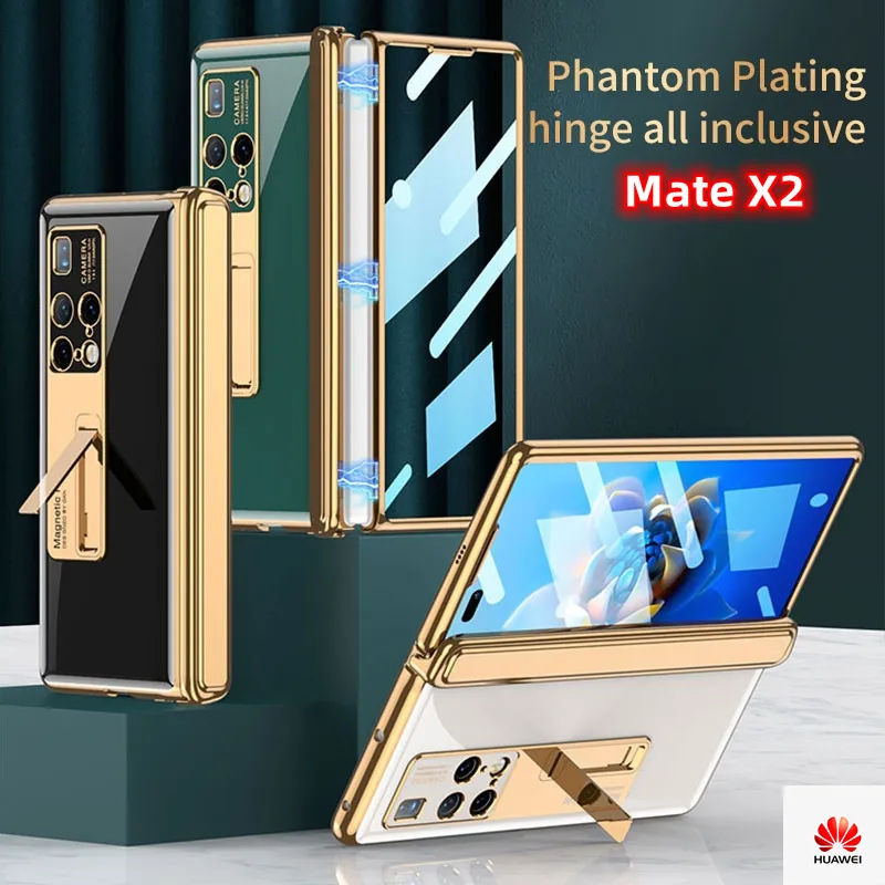 

Magnetic Luxury Case For Huawei Mate X2 5G Phantom Plating Hinge All-inclusive With Tempered Glass Film Kickstand Funda Fashion
