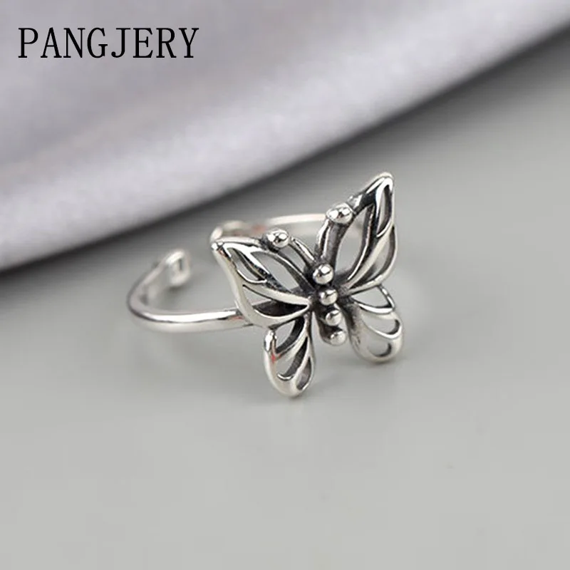

PANGJARY 925 Stamp Openwork Butterfly Rings for Women Vintage INS Fashion Simple Chic Exquisite Birthday Jewelry Gifts