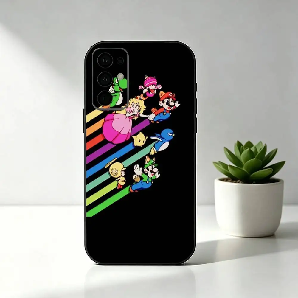 Фото Чехол для телефона Samsung S25, S24, S21, S22, S23, S30, Ultra, S20, Plus, FE с дизайном Super Mario, мягкий силиконовый, черный №3