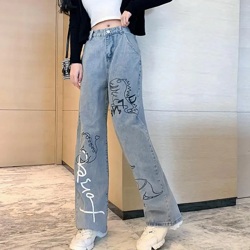 

Wide Leg Jeans Baggy Jeans Graphic High Waist Pants for Women Woman Clothing Y2k Clothes 2000s Streetwear 90s Grunge Urban Pant