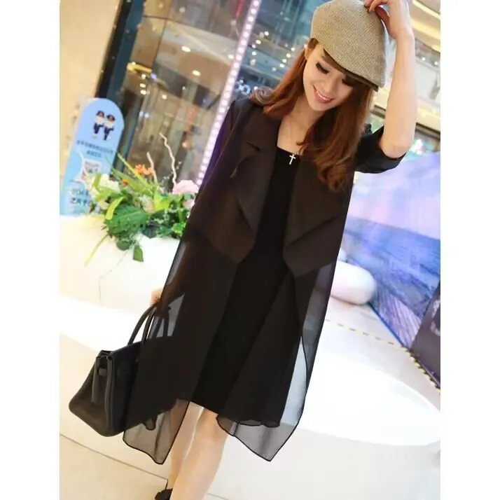 Модный тренчкот средней длины в Корейском стиле соблазнительное черное