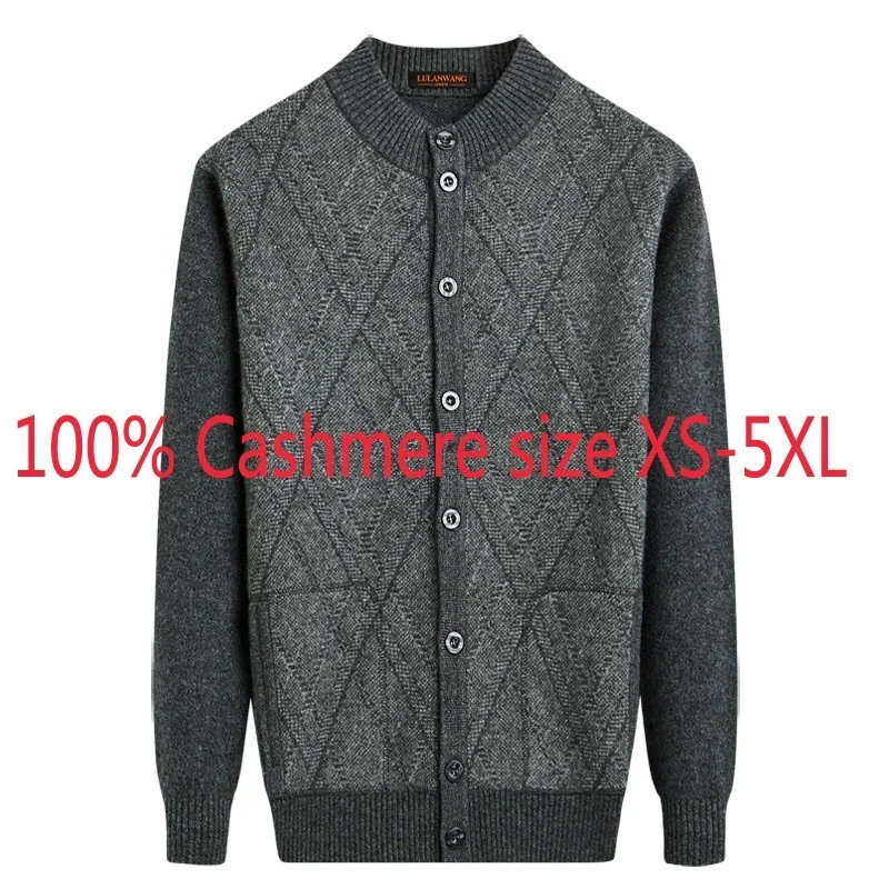 

Arrival Winter Thick Sweater 100% New Cashmere Men Cardigan Loose Warm Jacket Large Computer Knitted Plus Size XS-4XL5XL