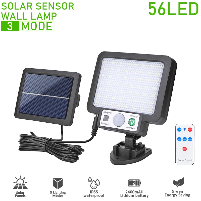 

Светодиодная настенная уличная лампа на солнечной батарее с разрезом, водонепроницаемые лампы с датчиком движения, садовый уличный светил...