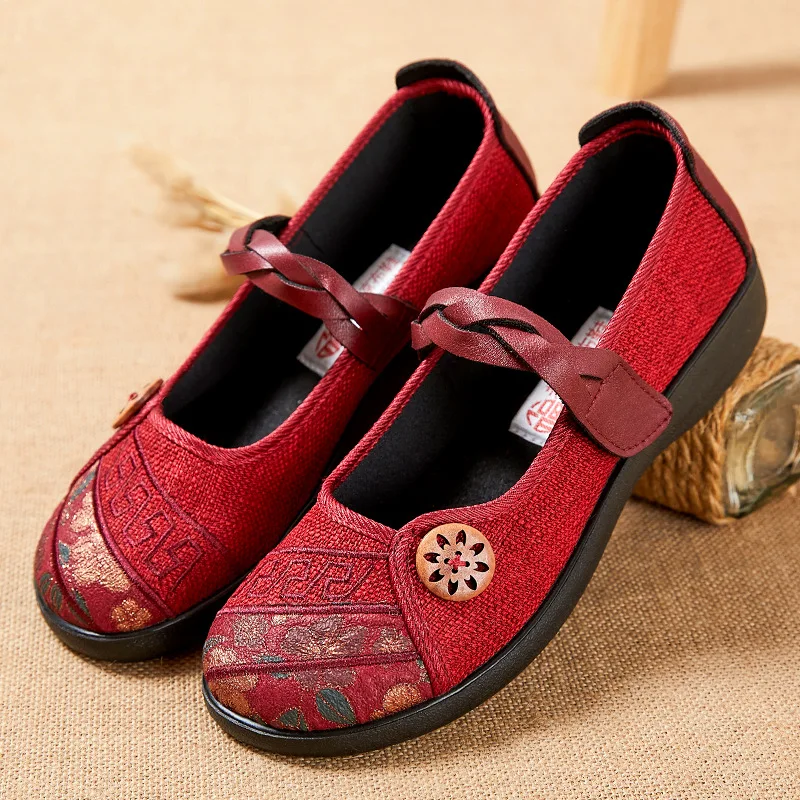 

Ethnic Women Flat Shoes Luxury Flower Embroidery Straw Shoes Linen Breathable Lady Summer Casual Shoes Soft Sole Walking Shoes