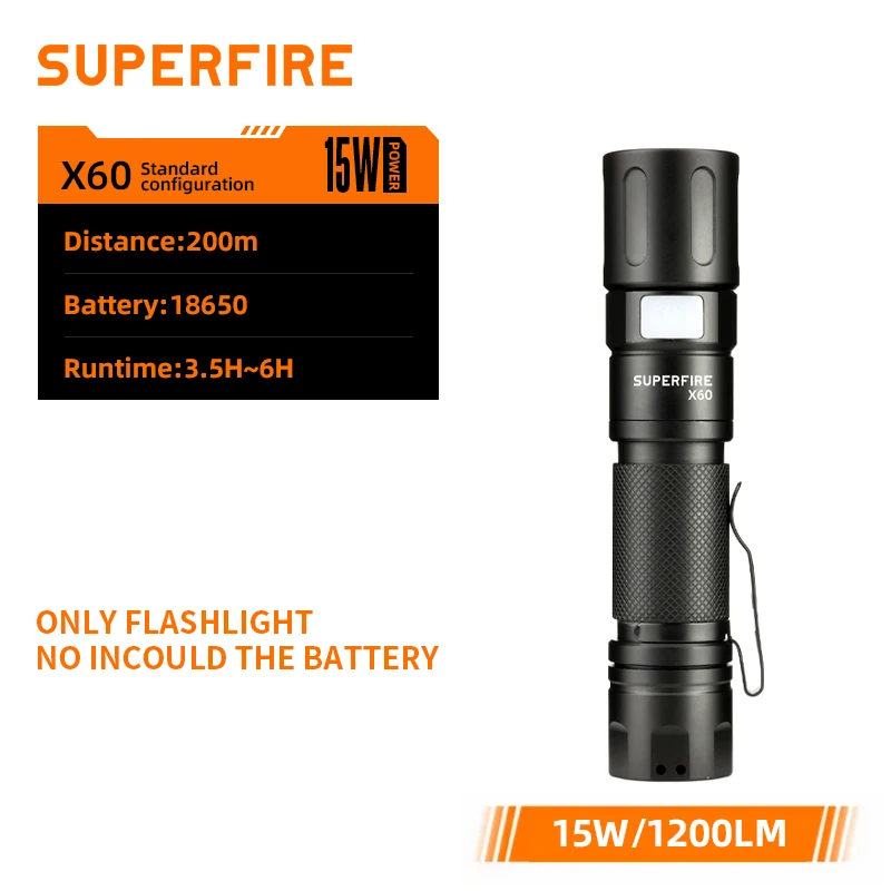 

Тактический фонарик SUPERFIRE 26650