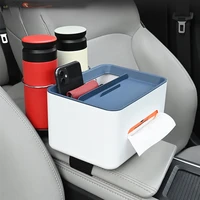 multifunctional car organizer center console storage box with lid tissue holder cup holder for back row car interior accessories