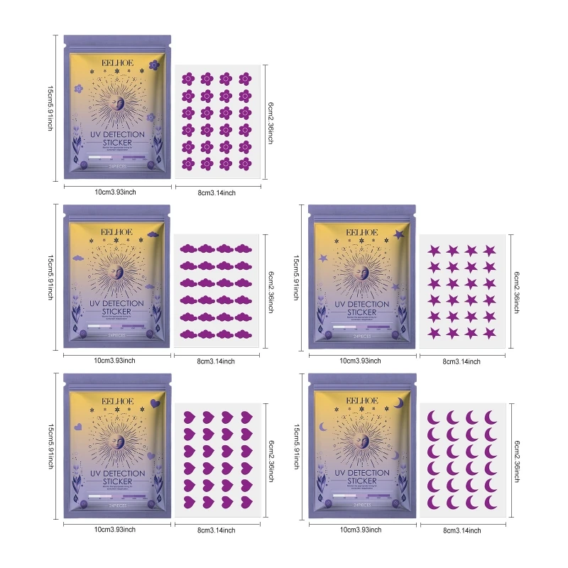 24x/компл. Звездные УФ-наклейки облако УФ-обнаружение наклейки водостойкие