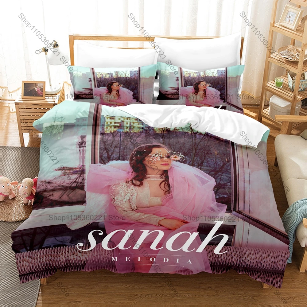 Фото Комплект постельного белья Sanah, 3 предмета, с портретом Зузанны Юрчак-Грабовской, для любителей польской музыки, с принтом поп-звезды, пододеяльник и наволочка №3