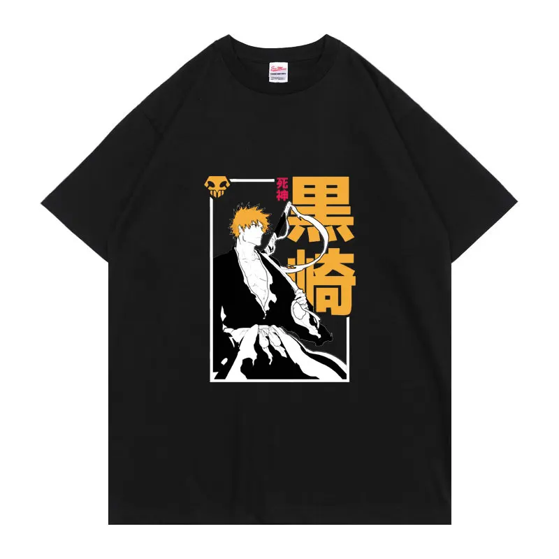 

Anime Bleach Kurosaki Ichigo Fashion Classic Wear Comic Print Pattern Tee Unisex All-match The New T-shirt Casual Loose Tshirt
