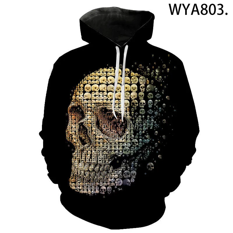 

New 2022 Custom Unisex Sweatshirt 3D Skull Printed Pullovers Hoodies Dropship Asian Size Boys Girls Child Men Women