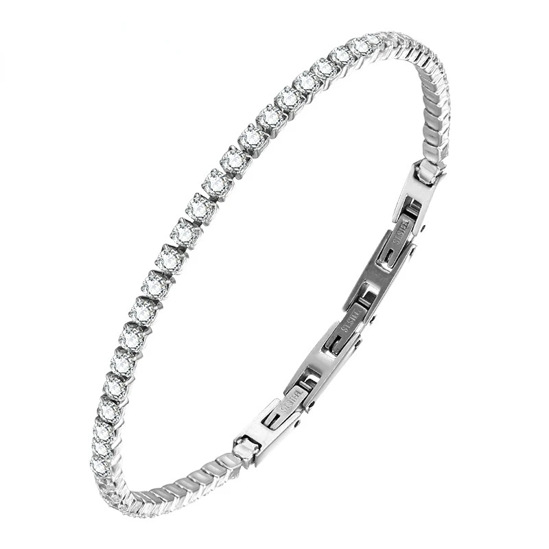 

Minimalist Titanium Steel Zircon Crystal Bracelet Micro-set 3MM Zircon Tennis Bracelets