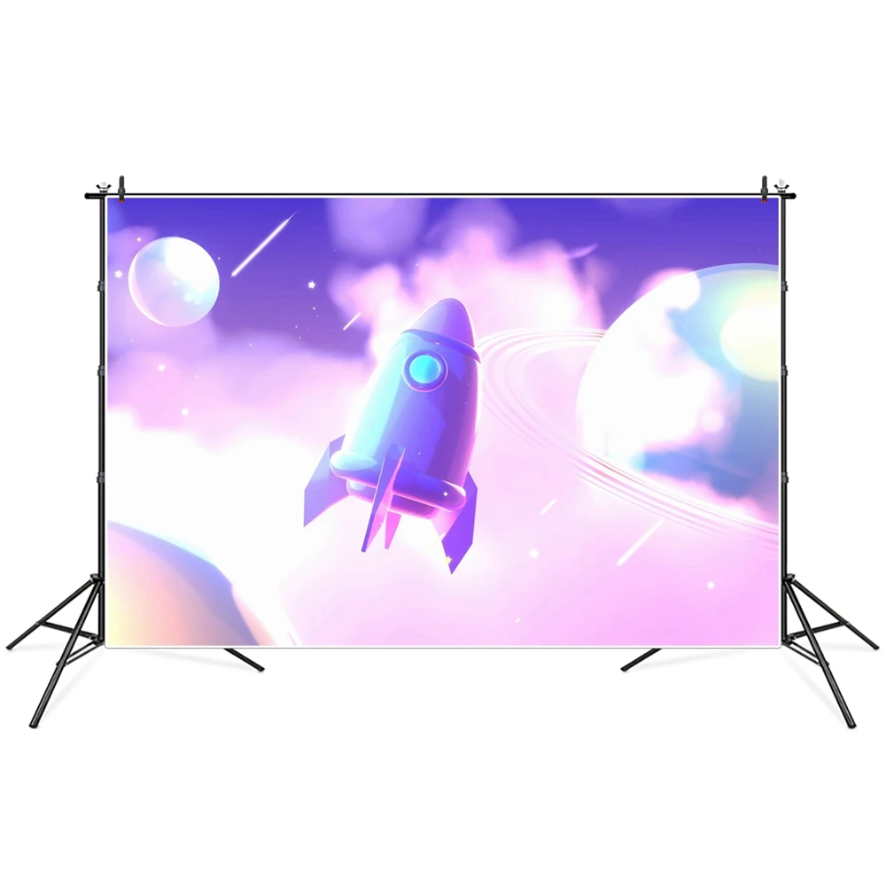 

Fantastic Spaceship Universe Baby Birthday Decoration Photography Background Outer Space Planet Nebula Party Photocall Backdrops