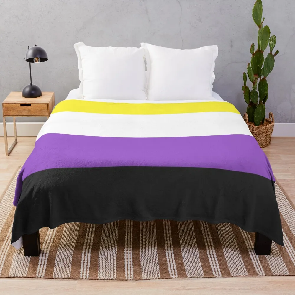 

Solid Non-Binary Pride Flag Throw Blanket Thin Blanket Big Thick Furry Couple Blanket