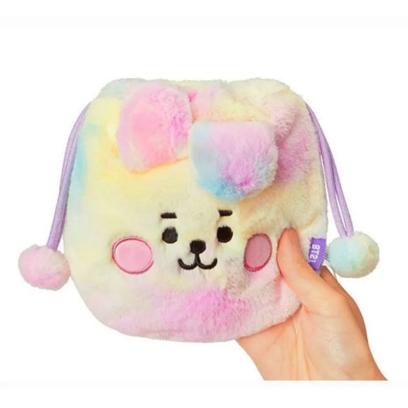 Фото BT21 Чон Чонгук Ким Тэхён, сумка на шнурке с мультяшным изображением, серия «Радуга», сумка на шнурке, сумка для хранения с эффектом тай-дай, сувенирная продукция. №4