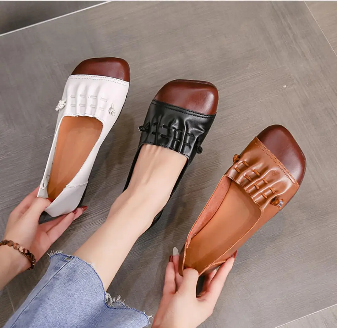 

Туфли женские в этническом стиле, лоферы, Повседневная Уличная обувь, низкая подошва, мягкая подошва, Ретро стиль