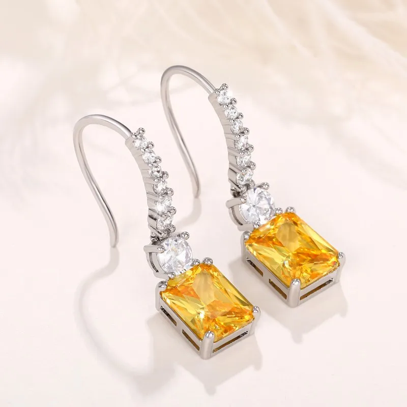 CAOSHI Изящные серьги-подвески с желтыми кристаллами для женщин модный подарок элегантные женские аксессуары для помолвки с нежным дизайном