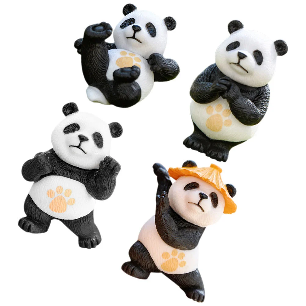 

4 Pcs Desk Top Decor Fairy Garden Cartoon Animal Figurine Panda Desktop Adornment Model Miniature Pvc Crafts Fitness