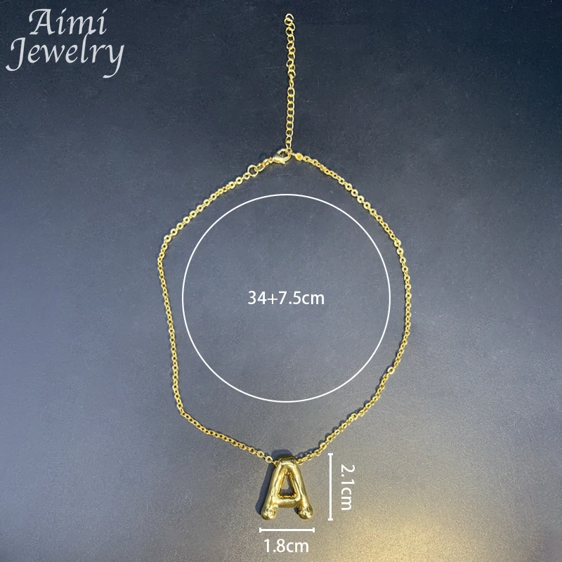 Ожерелье с подвеской в виде пузырчатой буквы для женщин золотые искусственные