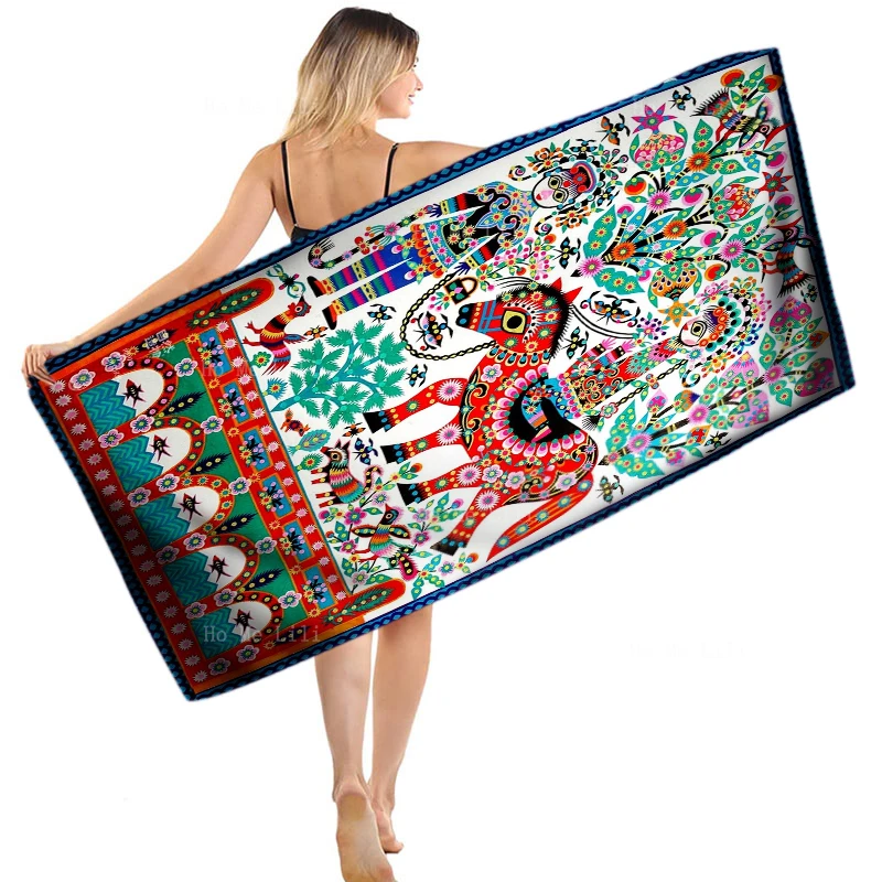

Chinese Folk Cut Flower Lady Art The Lion Eva National Features Patterns Quick Drying Towel By Ho Me Lili Fit For Fitness Use