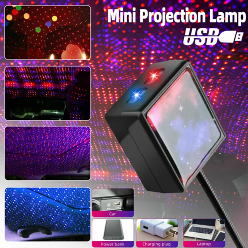 

Romantic LED Car Roof Star Atmosphere Night Light Voice Control Flashing Projector Ceiling Lamp Galaxy Lamp USB Decorative