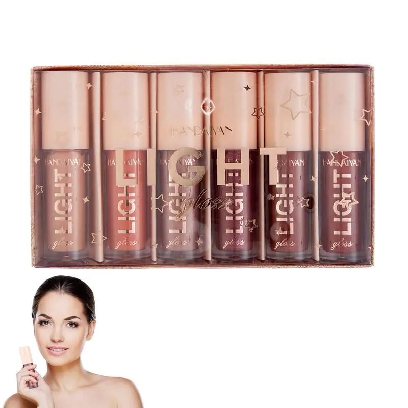 

Набор блесков для губ, 6 шт./набор, Подарочная коробка, зеркальный блеск для губ, глазурь для губ, жидкое Лакированное стекло, губная губа, губная помада с неприлипающей чашкой, набор блеска для губ