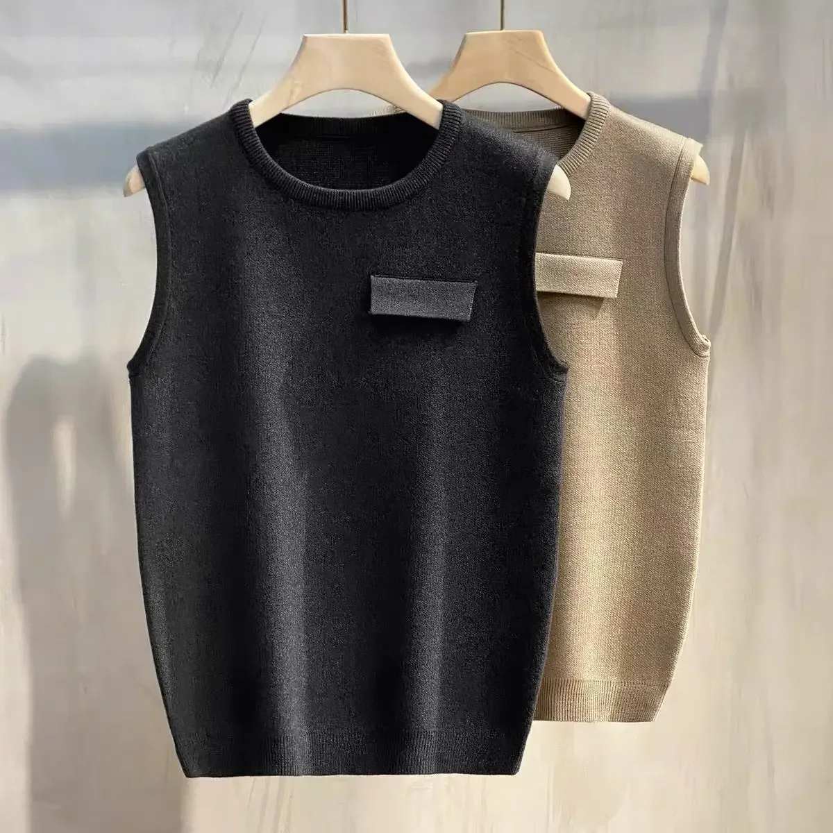 Мужская одежда жилет без рукавов вязаный свитер в стиле пэчворк мужской