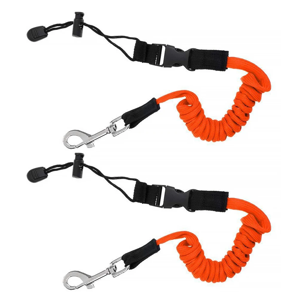 

2 Pieces Kayak Paddle Leash Rope Elastic Safety Lanyard with Hook Portable Water Sports Boating Supplies Green