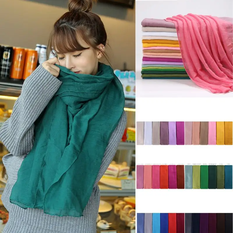 Ins популярная большая шаль модный хлопковый льняной шарф для женщин и девочек