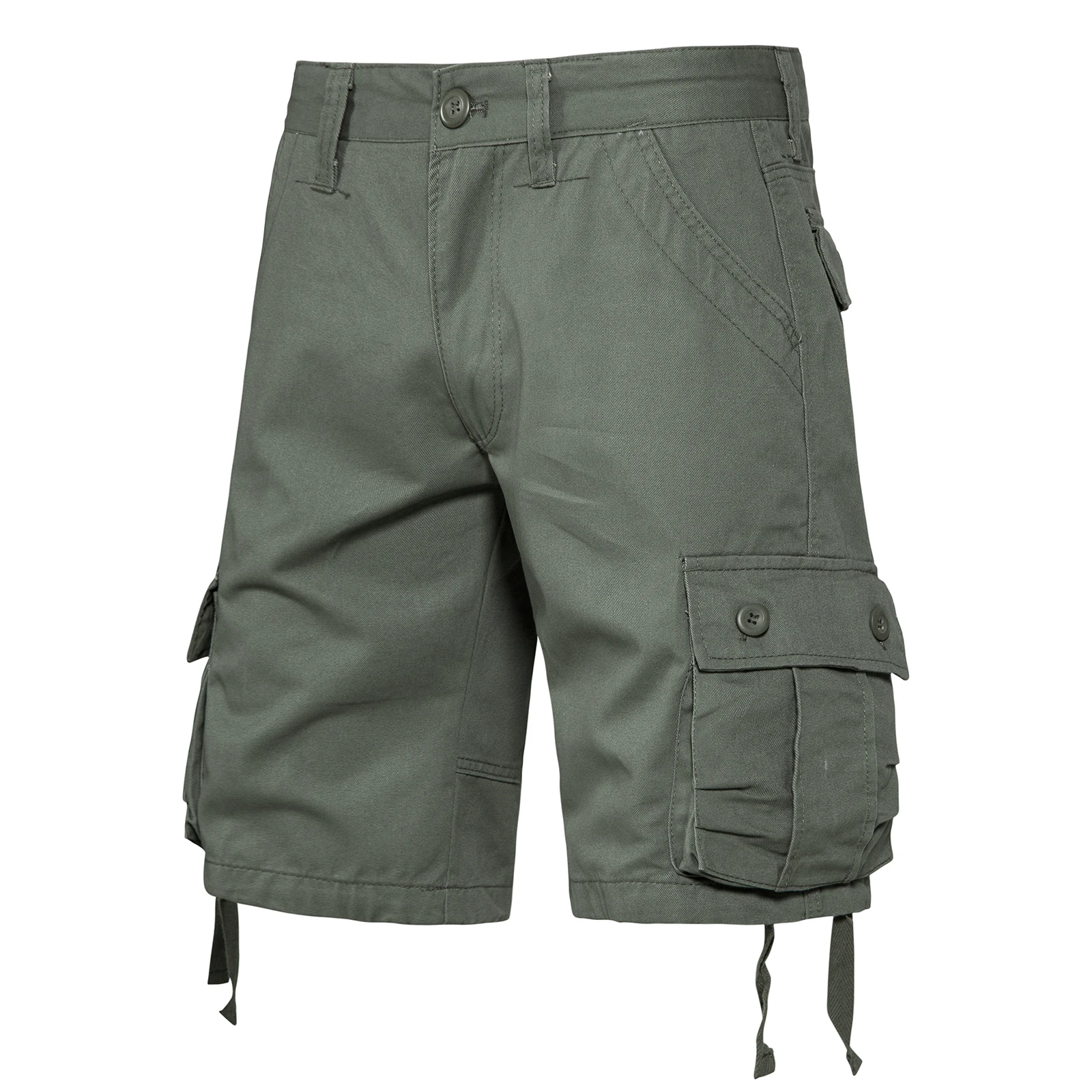 Cotton Cargo Shorts for Men Casual Summer Work Pants Outdoor Hiking Tactical Trousers Clothing Knee length Multi-pocket Breeches