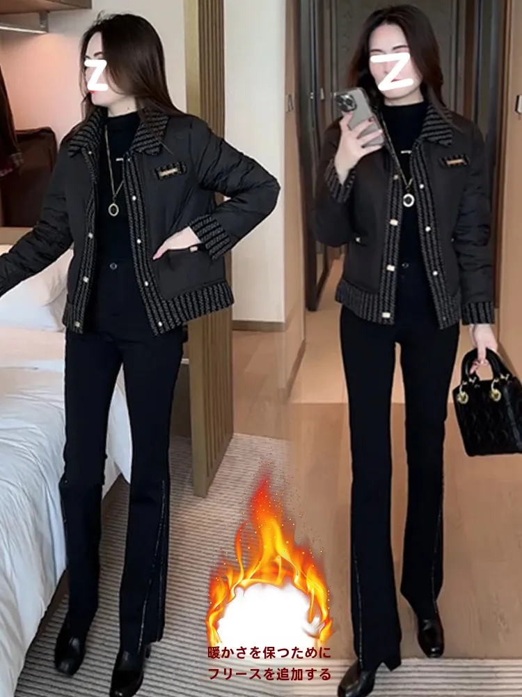 Модный искусственный пуховик из двух предметов одежда с хлопковой подкладкой