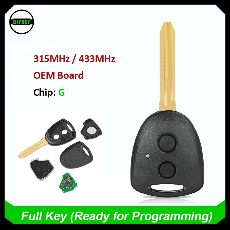 

DIYKEY OEM плата дистанционного управления брелок G чип 315 МГц/433 МГц 2 кнопки для Toyota AVANZA 2016-2018 Wigo Grand для Daihatsu Xenia Alza