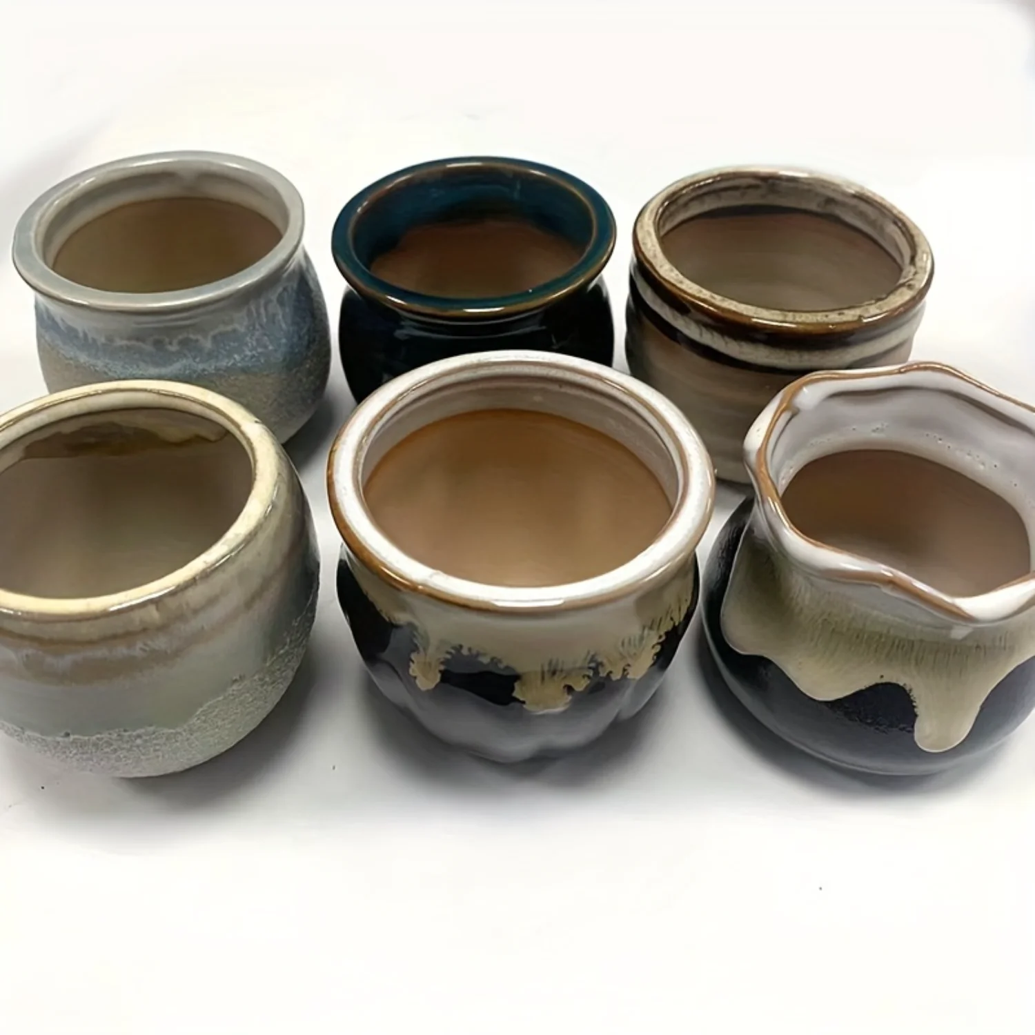 6 шт. мини-поток глазурованный цветок микропейзаж цветочный горшок бонсай для