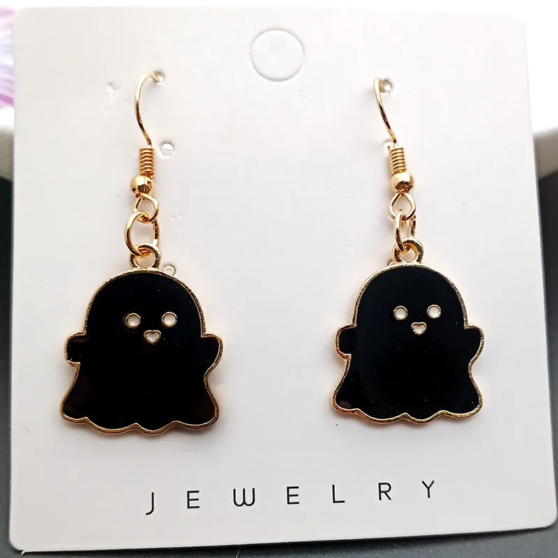 Metal Cute Little Ghost Drop Earrings for Women Child Candy Color Halloween Elf Statement Easter Jewelry Wholesale |