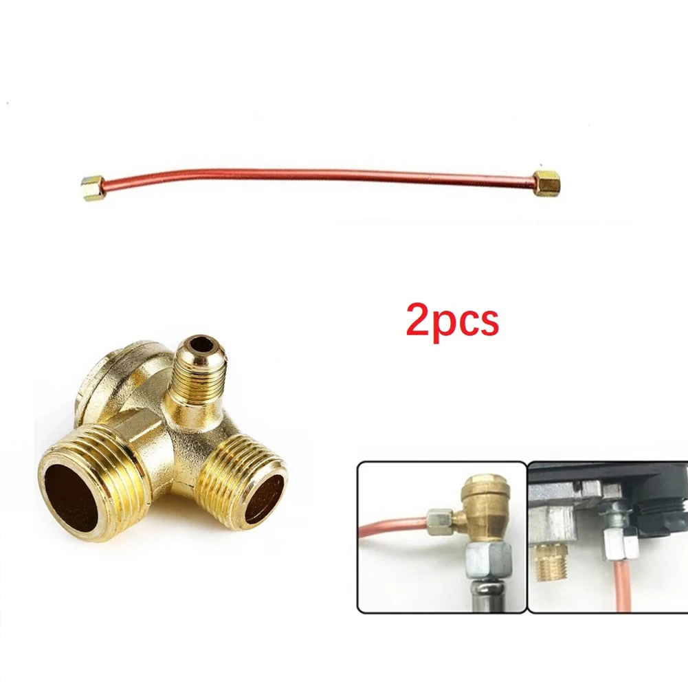 

2pcs Air Compressor Parts Accessories G1/8 Male Thread 3 Way 20mm/16mm/10mm Air Compressor Check Valve And Exhaust Tube