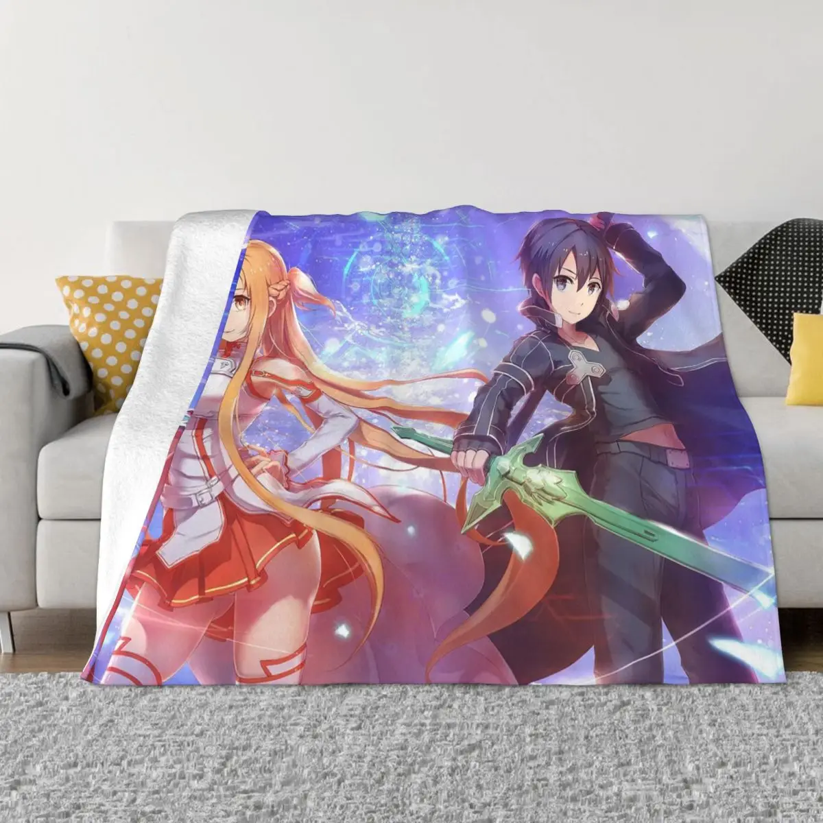 

Одеяло Kazuto Asuna, Фланелевое покрывало с изображением меча из онлайн-аниме, домашнее украшение для кушетки, мягкое теплое покрывало