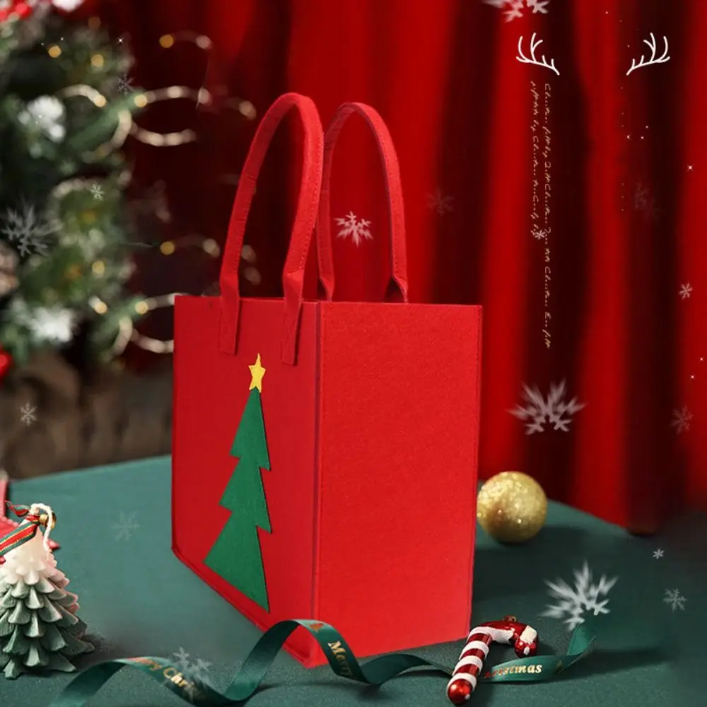 Милая однотонная фетровая сумка для рождественской елки большая вместительная