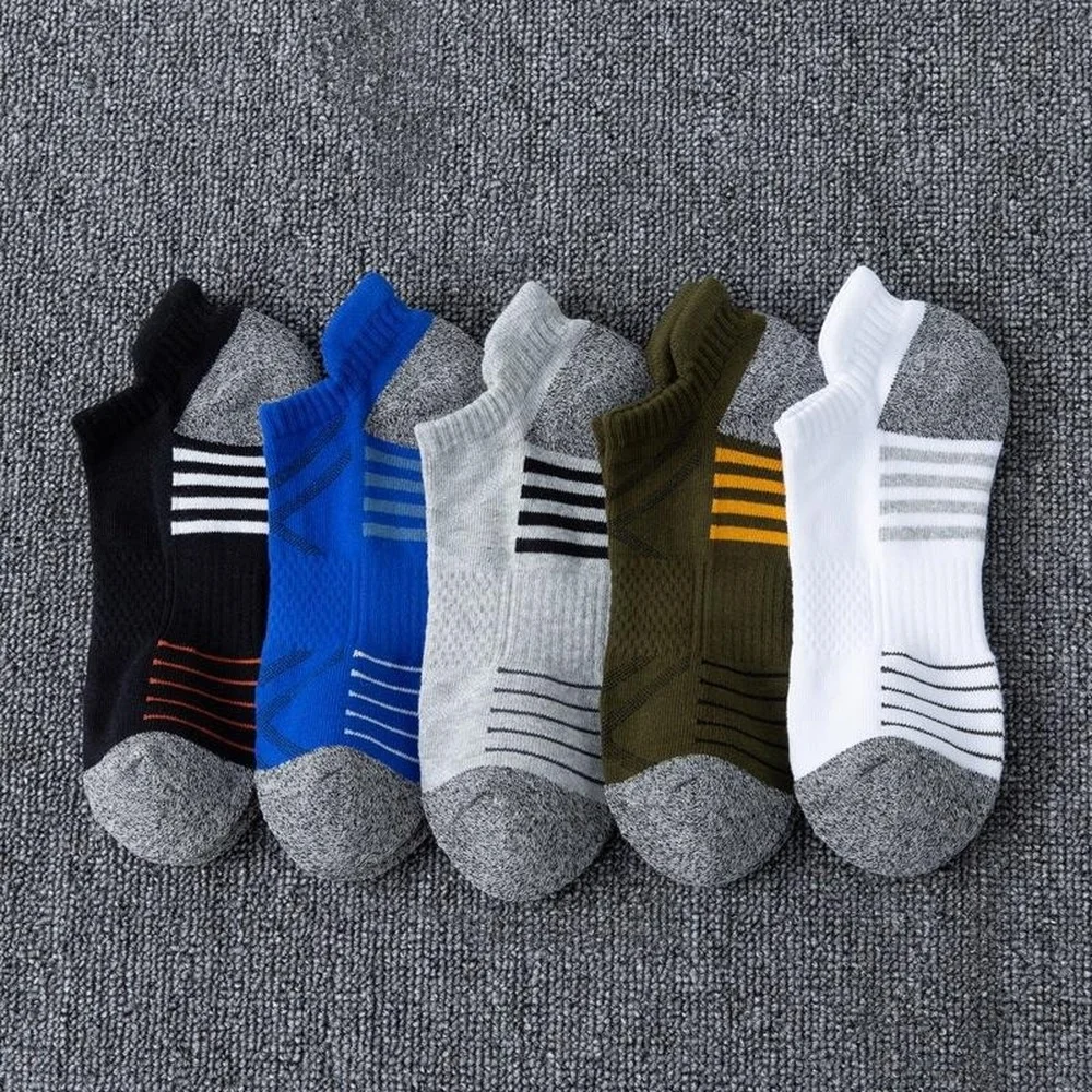 5 Pairs Pure Color Terry Thickening Professional Running Athletic Socks Anti-friction Sweat-absorbing Women Sports Socks